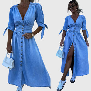 Sophia™ | Elegant Denim Dress Aurevea Atelier