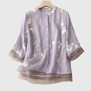 Nellie™ | Elegant Top with Embroidered Flowers Aurevea Atelier