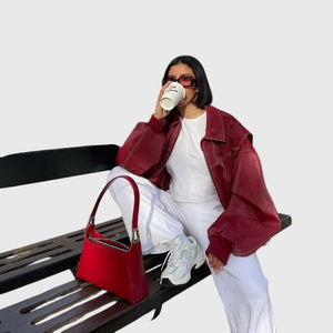 Faye™ - Oversized Leather Jacket Aurevea Atelier