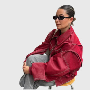 Faye™ - Oversized Leather Jacket Aurevea Atelier
