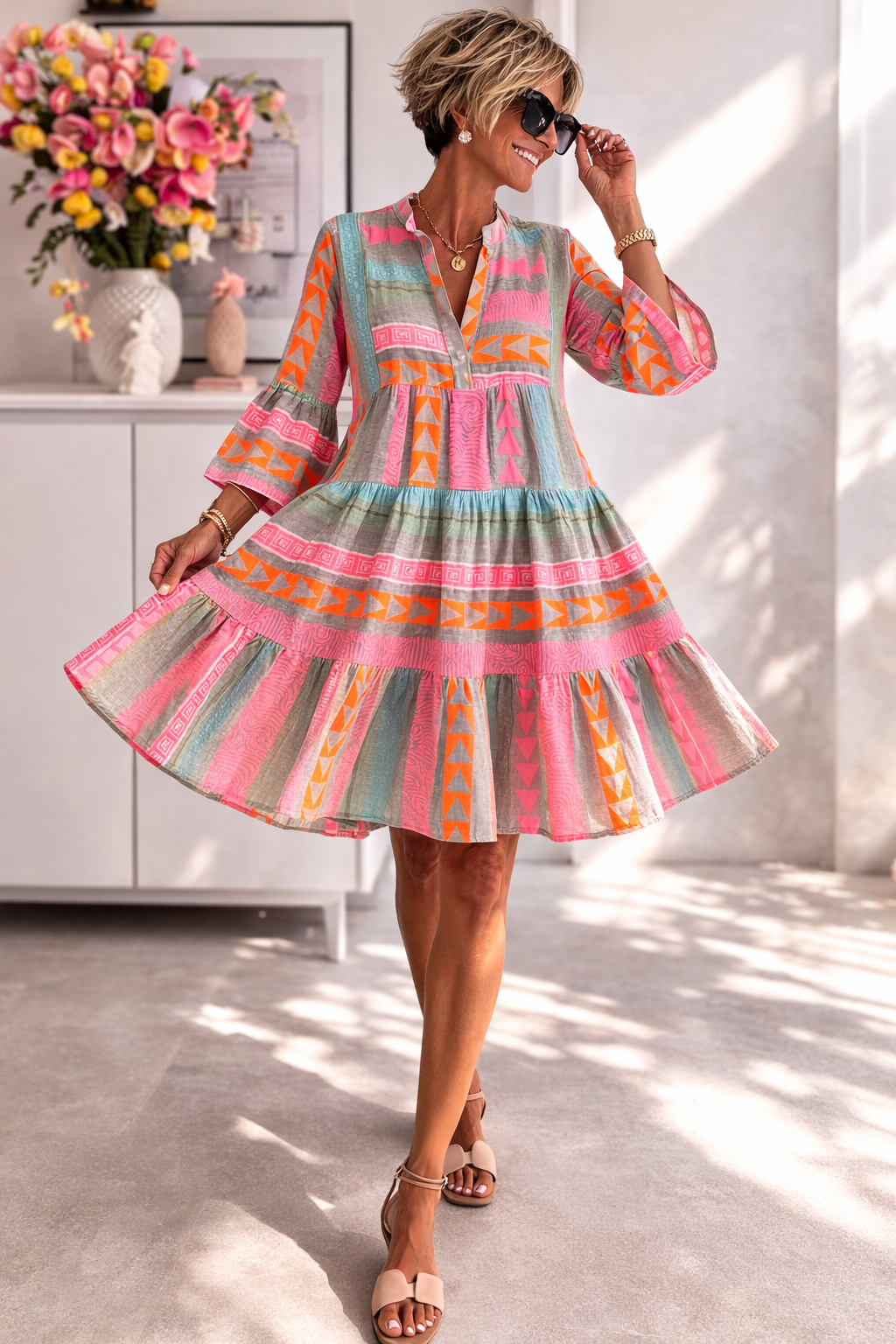 Lucy | Zwevende midi-jurk met print