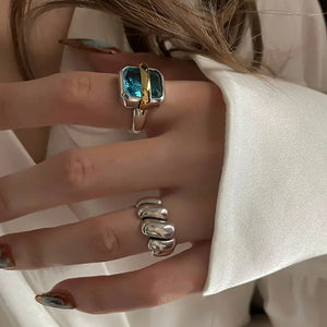 Blue Zircon Silver Ring Aurevea Atelier