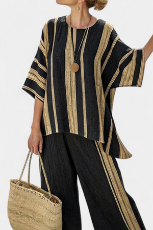 Calden | Comfortable Oversized Striped Top & Relaxed Linen Pants Aurevea Atelier