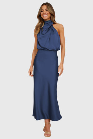 Ava™ | Glamorous Satin Halter Dress Aurevea Atelier