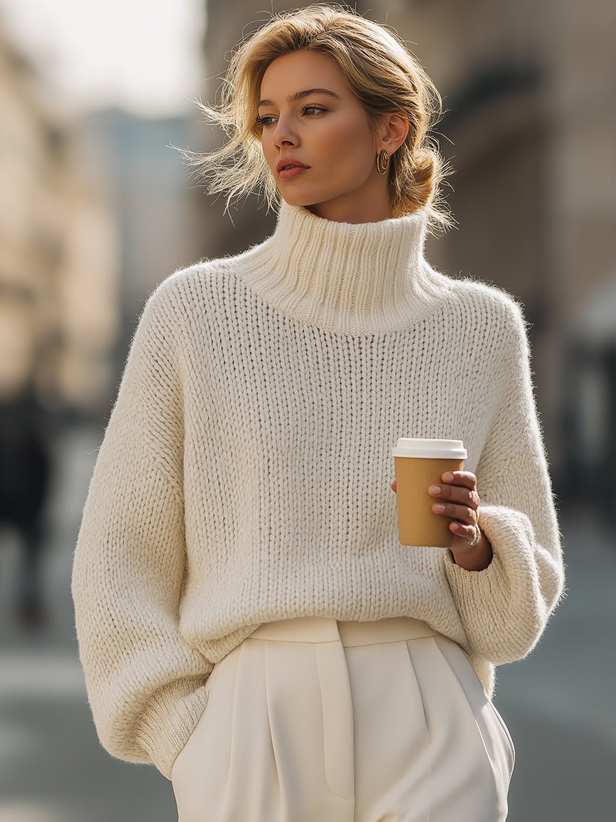 Bethanie | Oversized Cream Turtleneck Sweater