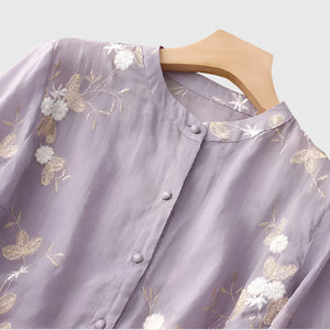 Nellie™ | Elegant Top with Embroidered Flowers Aurevea Atelier