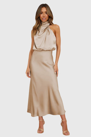 Ava™ | Glamorous Satin Halter Dress Aurevea Atelier