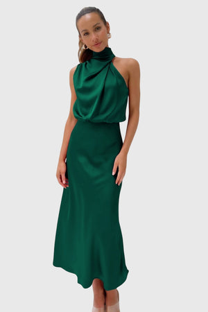 Ava™ | Glamorous Satin Halter Dress Aurevea Atelier