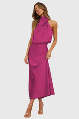 Ava™ | Glamorous Satin Halter Dress Aurevea Atelier