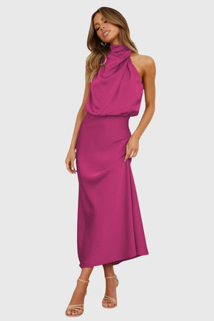 Ava™ | Glamorous Satin Halter Dress Aurevea Atelier