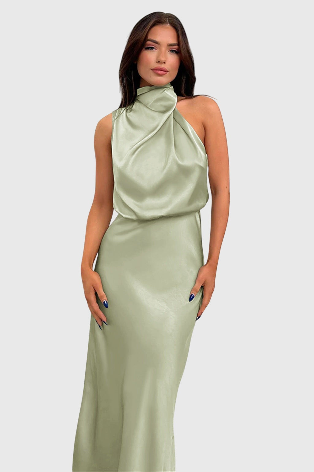 Ava™ | Glamorous Satin Halter Dress Aurevea Atelier