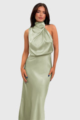 Ava™ | Glamorous Satin Halter Dress Aurevea Atelier