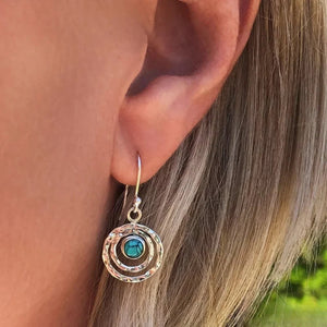 Boho Saturn Earrings with Turquoise Stone in Silver & Gold Aurevea Atelier