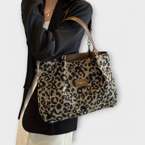 Olivia - Leopard Canvas Tote Aurevea Atelier