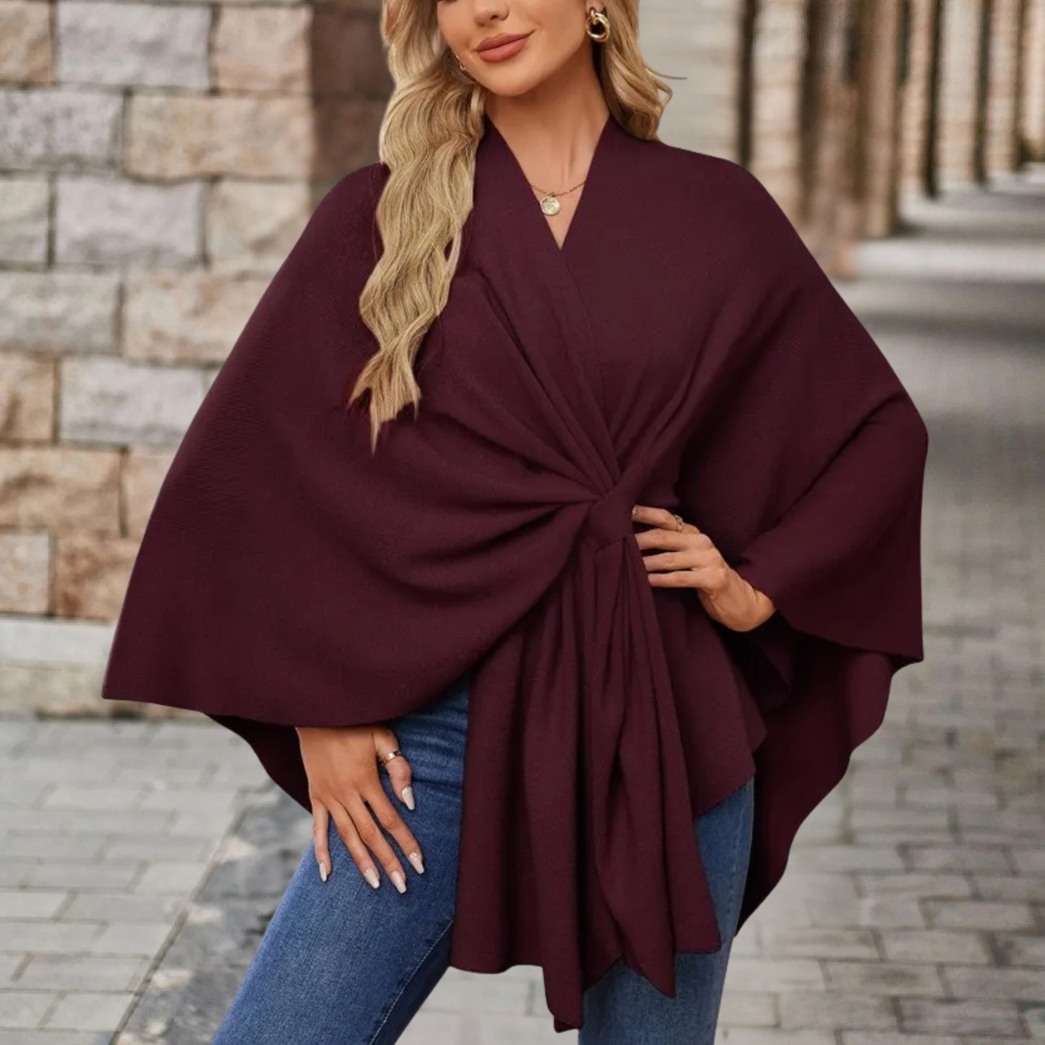Silei | Elegant Poncho Sweater Aurevea Atelier