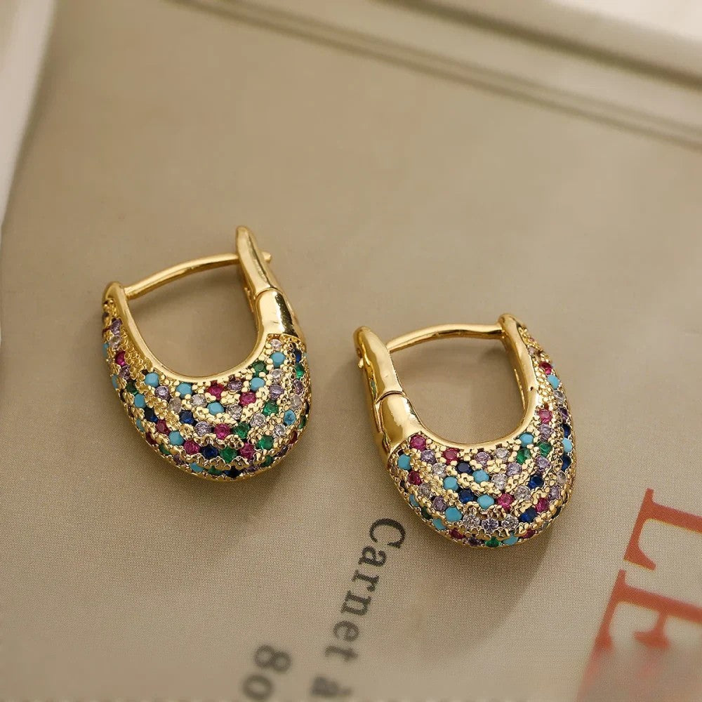 Colorful Earrings in Inlay Design Aurevea Atelier