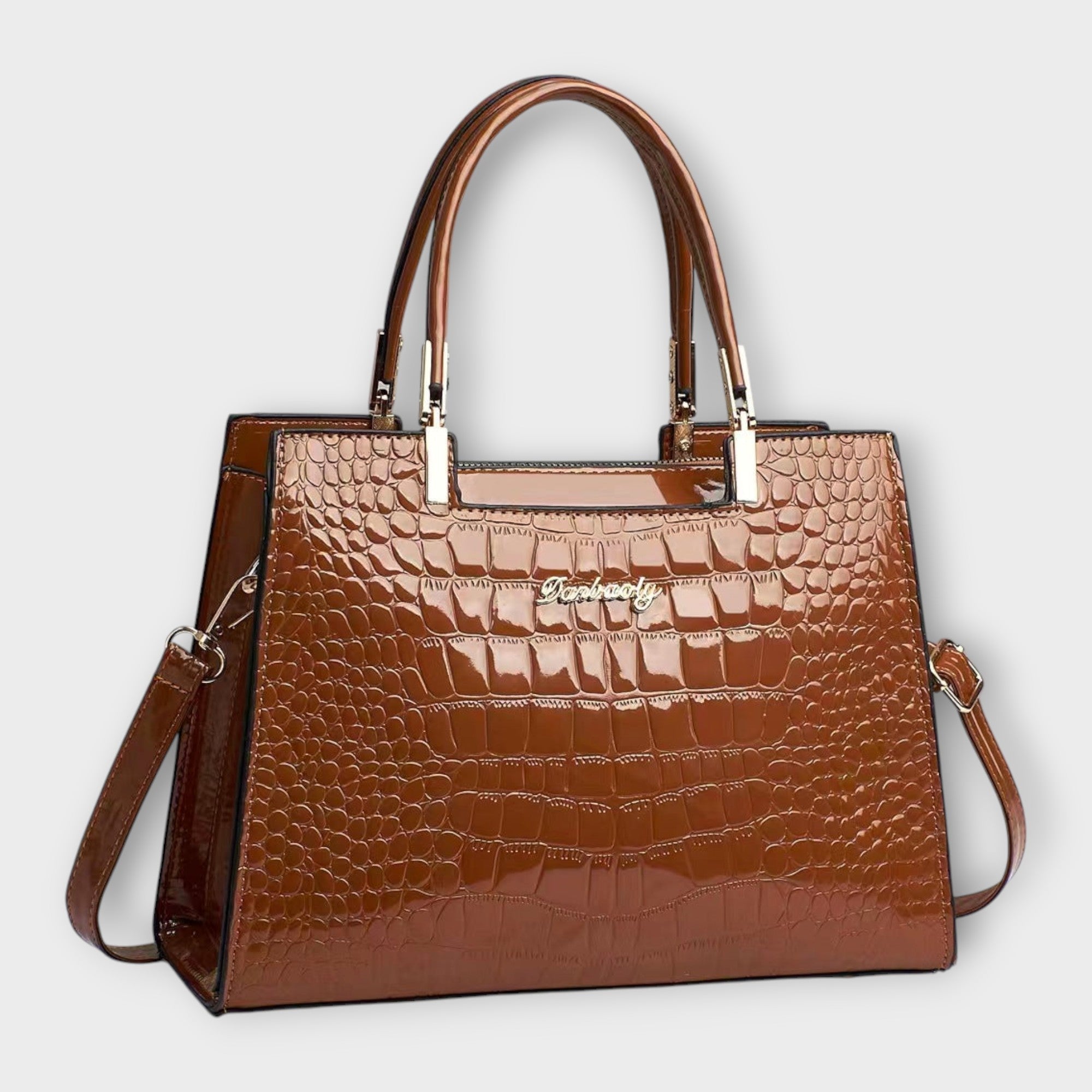 Olivia - Glossy Crocodile Pattern Handbag Aurevea Atelier
