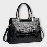 Olivia - Glossy Crocodile Pattern Handbag Aurevea Atelier