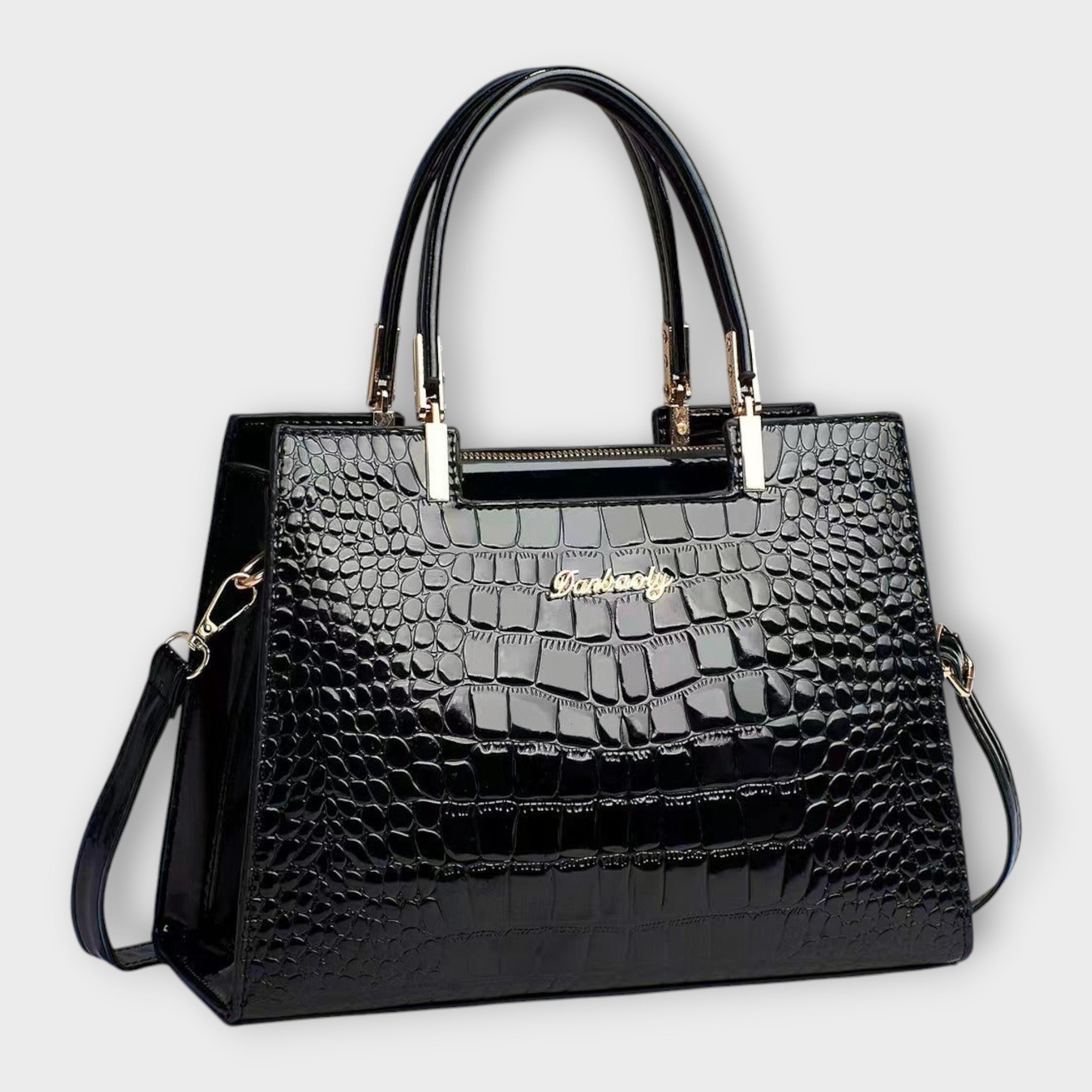 Olivia - Glossy Crocodile Pattern Handbag Aurevea Atelier