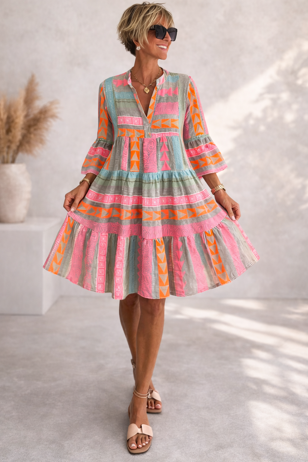 Lucy | Zwevende midi-jurk met print