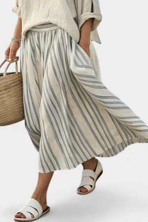 Aurcyn | Comfortable Loose Blouse & Striped Midi Skirt Aurevea Atelier