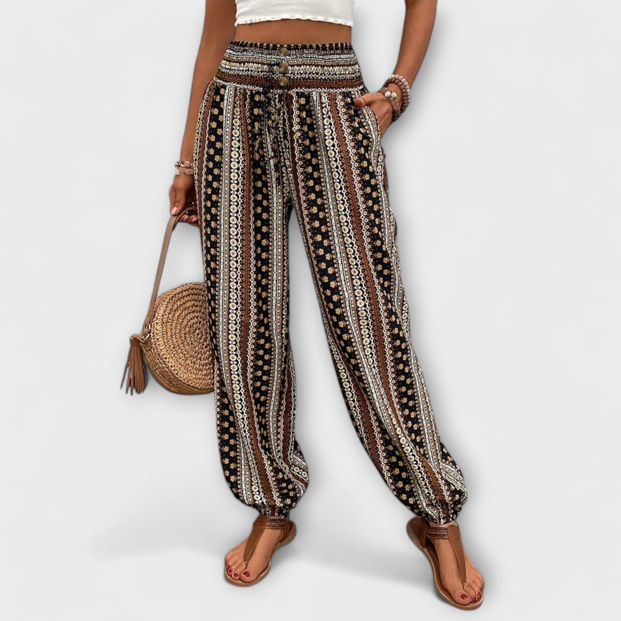 Scarlett - Pants with Ethnic Graphic Aurevea Atelier