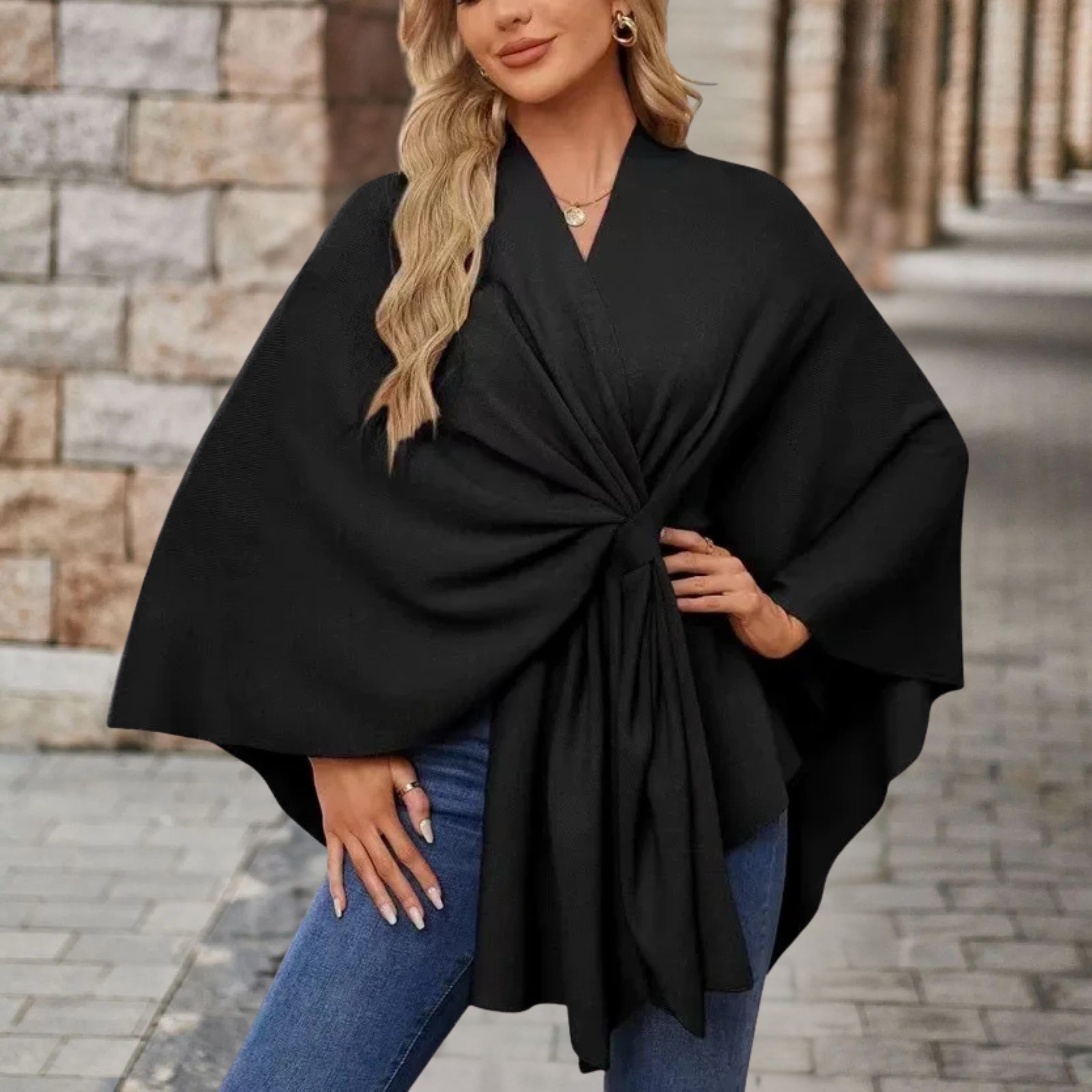 Silei | Elegant Poncho Sweater Aurevea Atelier