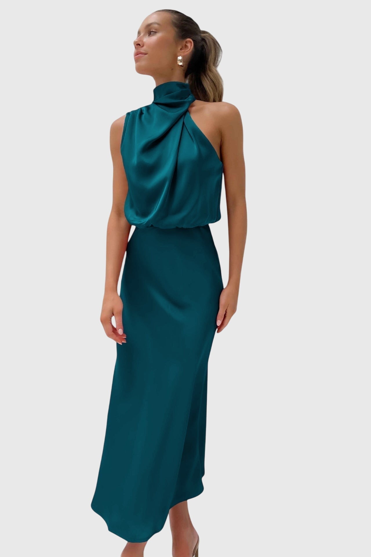 Ava™ | Glamorous Satin Halter Dress Aurevea Atelier