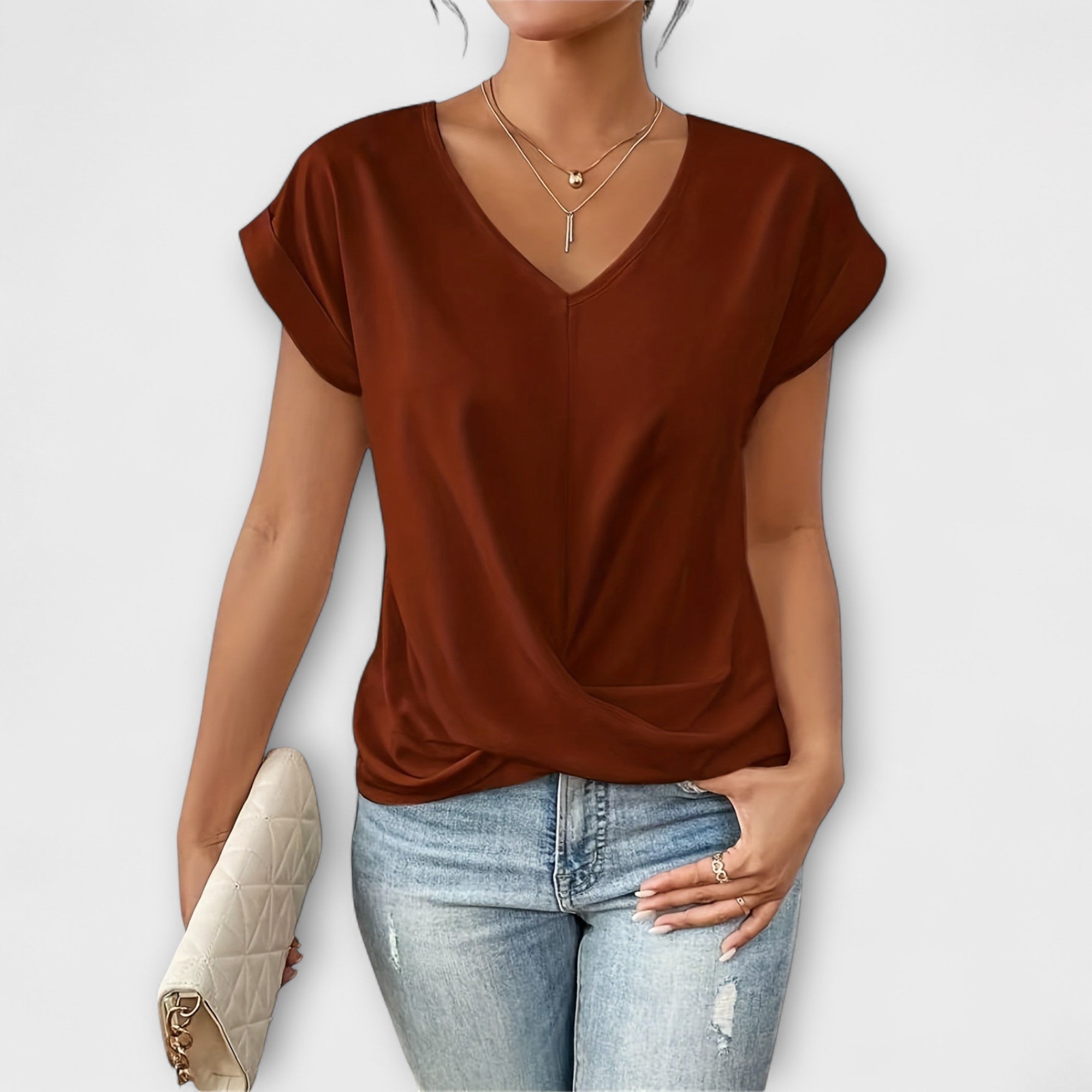 Carlinda | Elegant V-neck Top Aurevea Atelier