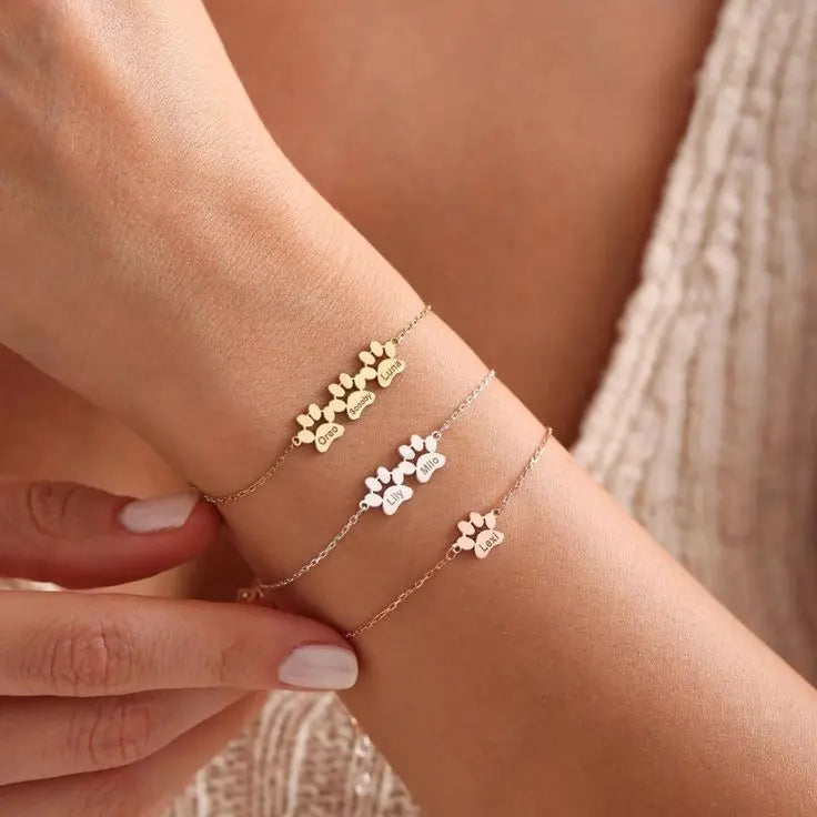 Personalized Name and Paw Bracelet