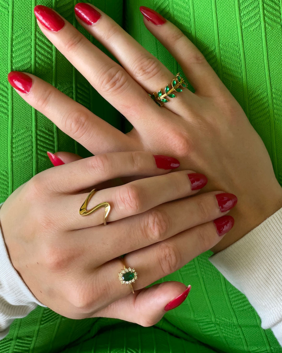 Amaryelle | Green Zirconia Ring 18K Gold Aurevea Atelier