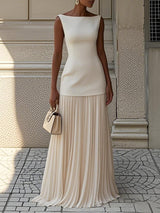 Lavish | Sleeveless Pleated Maxi Dress