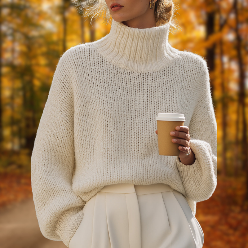 Bethanie | Oversized Cream Turtleneck Sweater