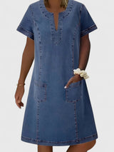 Christine | Elegant Denim Dress Aurevea Atelier