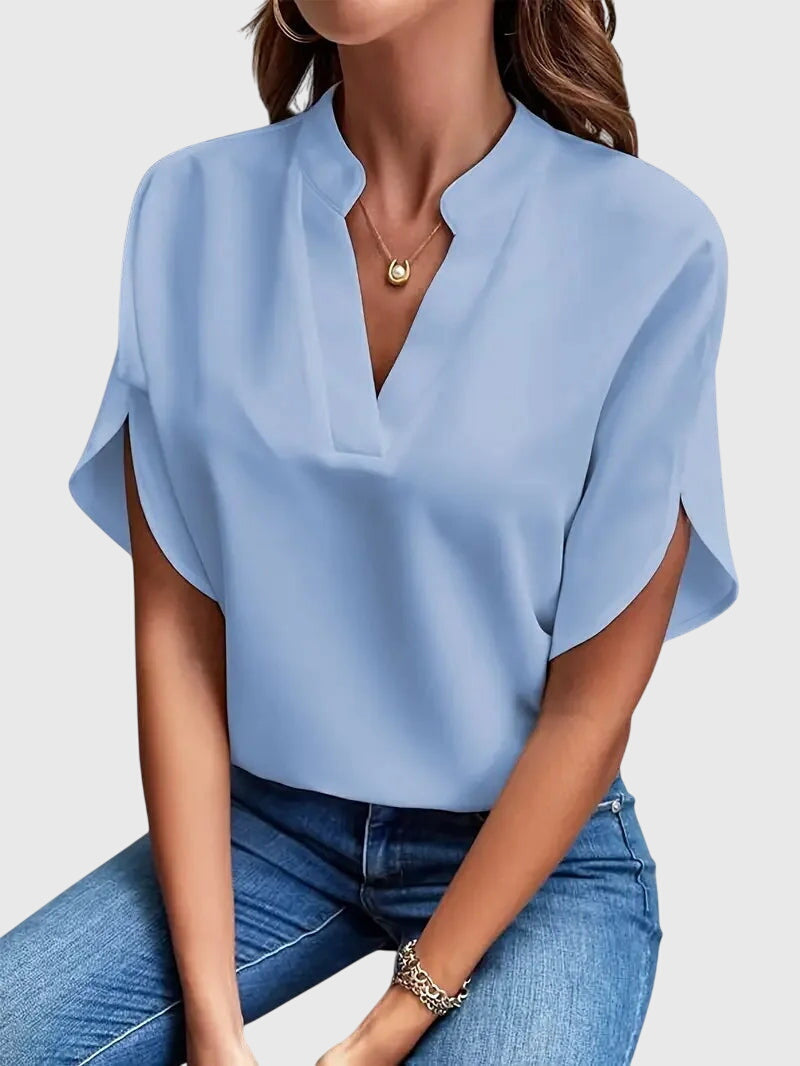 Beatrix™ | Soft and Elegant V-Neck Shirt Aurevea Atelier