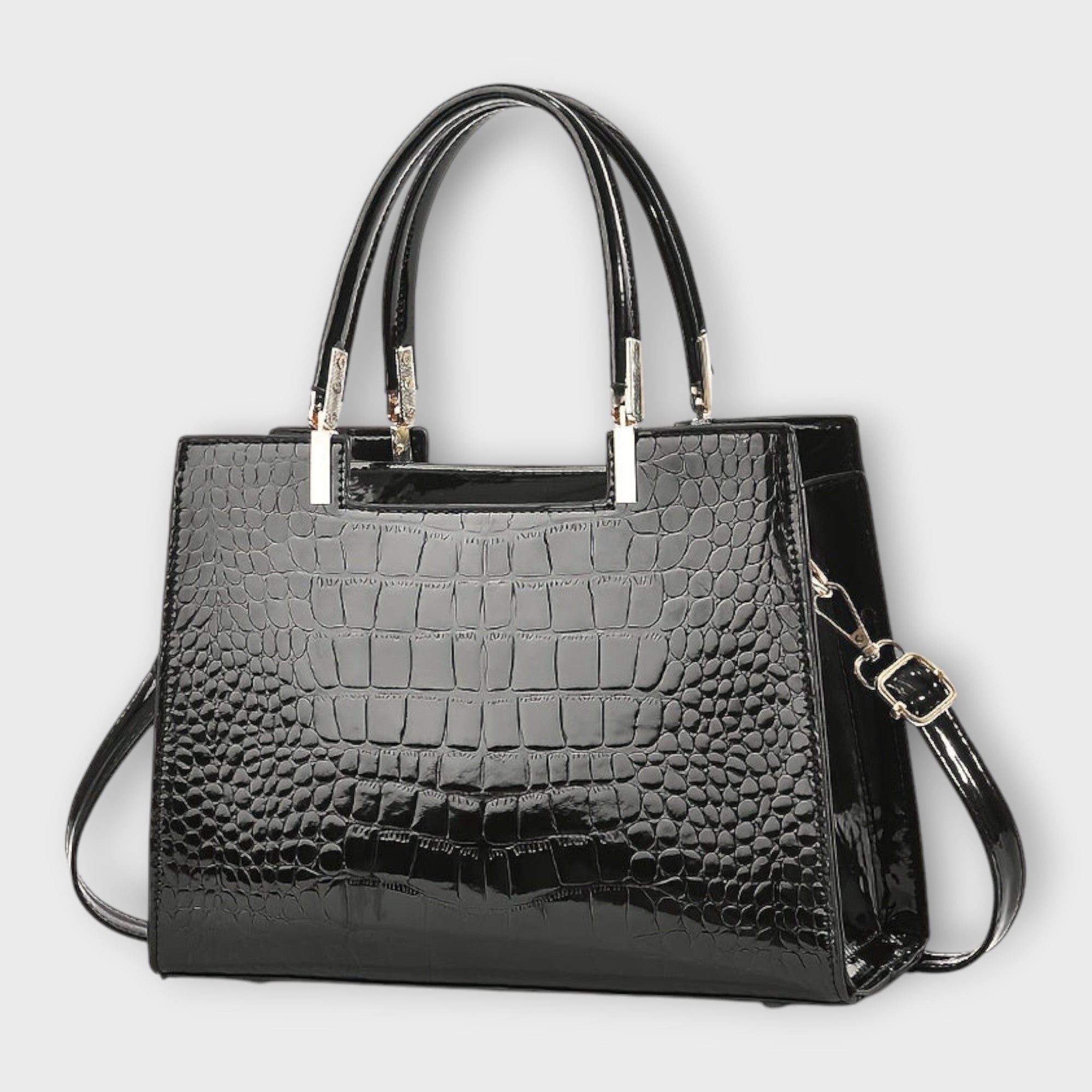 Olivia - Glossy Crocodile Pattern Handbag Aurevea Atelier