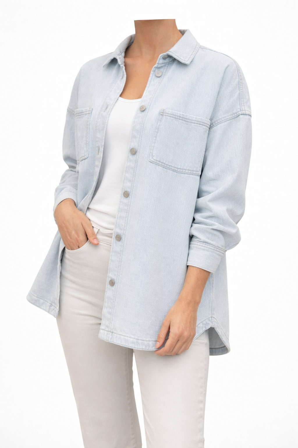Chemise en jean délavée classique