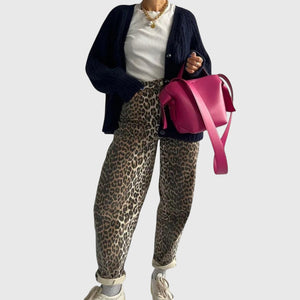 Chandra - Vintage Jeans with Leopard Print Aurevea Atelier
