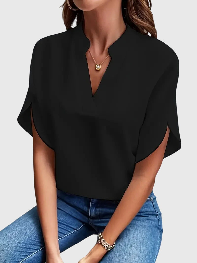 Beatrix™ | Soft and Elegant V-Neck Shirt Aurevea Atelier