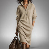 Constance™ | Soft Knit Dress with Buttonp
