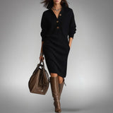 Constance™ | Soft Knit Dress with Buttonp