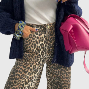Chandra - Vintage Jeans with Leopard Print Aurevea Atelier