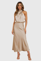 Ava™ | Glamorous Satin Halter Dress Aurevea Atelier