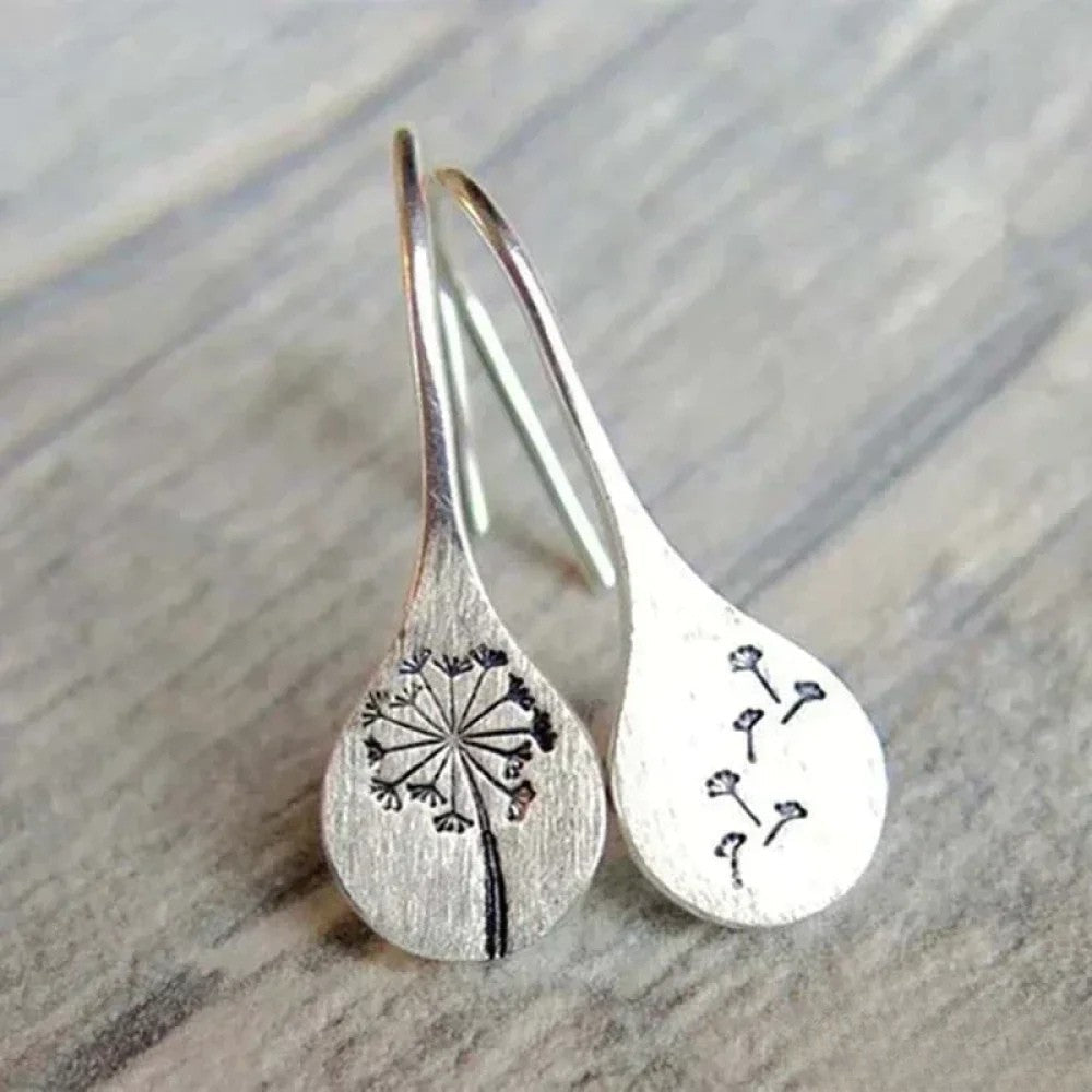 Elegant Silver Earrings in Dandelion Leaf Design Aurevea Atelier