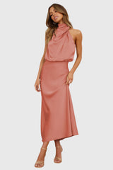 Ava™ | Glamorous Satin Halter Dress Aurevea Atelier