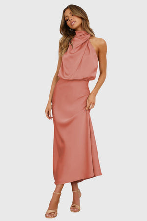 Ava™ | Glamorous Satin Halter Dress Aurevea Atelier