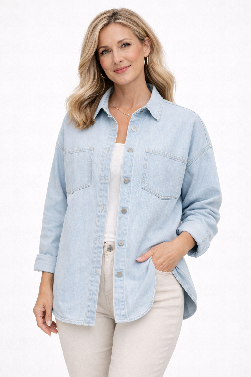Chemise en jean délavée classique