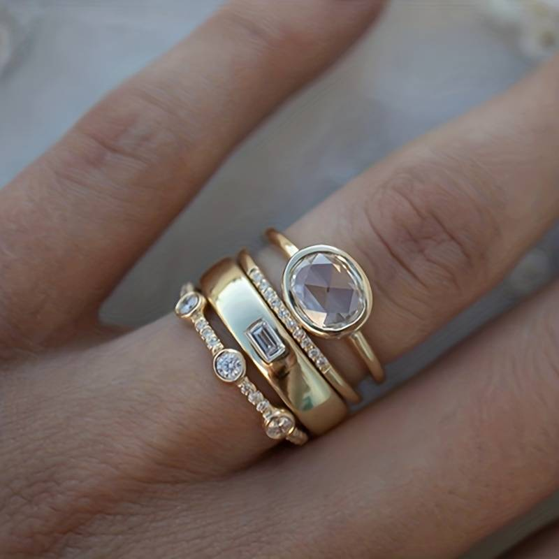 Vintage Gold & Zirconia Ring Set Aurevea Atelier